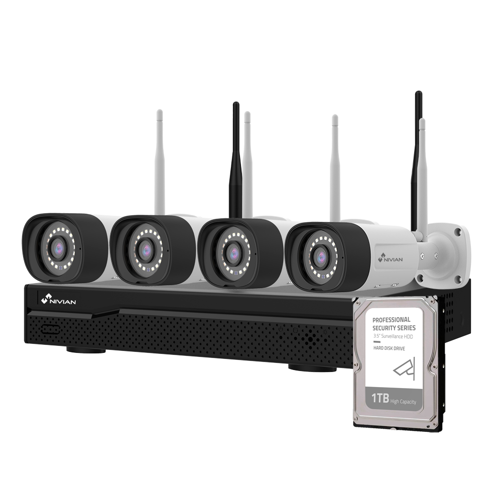 Nivian NV-KIT1630W6-4CAM-1TB – 4x WiFi camera's - inclusief 16ch NVR en 1TB harde schijf