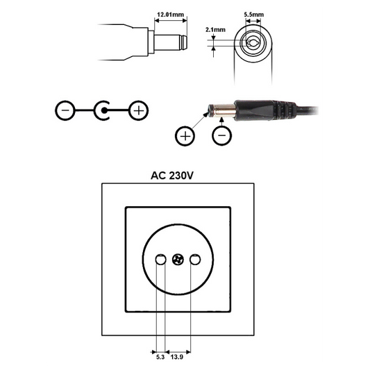UMA PA-12-1500 12V/1.5A Universele voeding stekker adapter