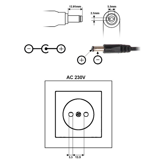 UMA PA-12-3000 12V/3A Universele voeding adapter