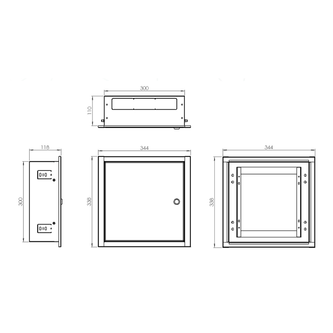 UMA IBM3 - Stalen inbouw kast (wit) - 344 x 338 x 118 mm