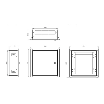 UMA IBM3 - Stalen inbouw kast (wit) - 344 x 338 x 118 mm