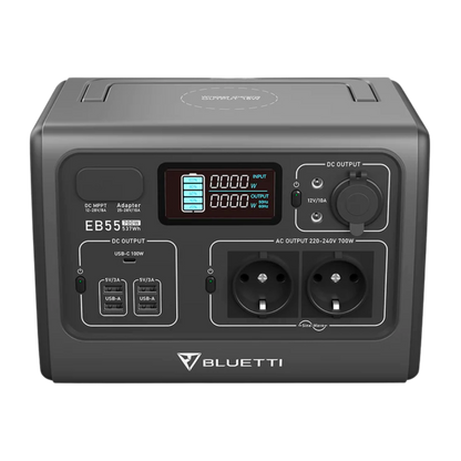 BLUETTI EB55 met 230V en USB uitgangen