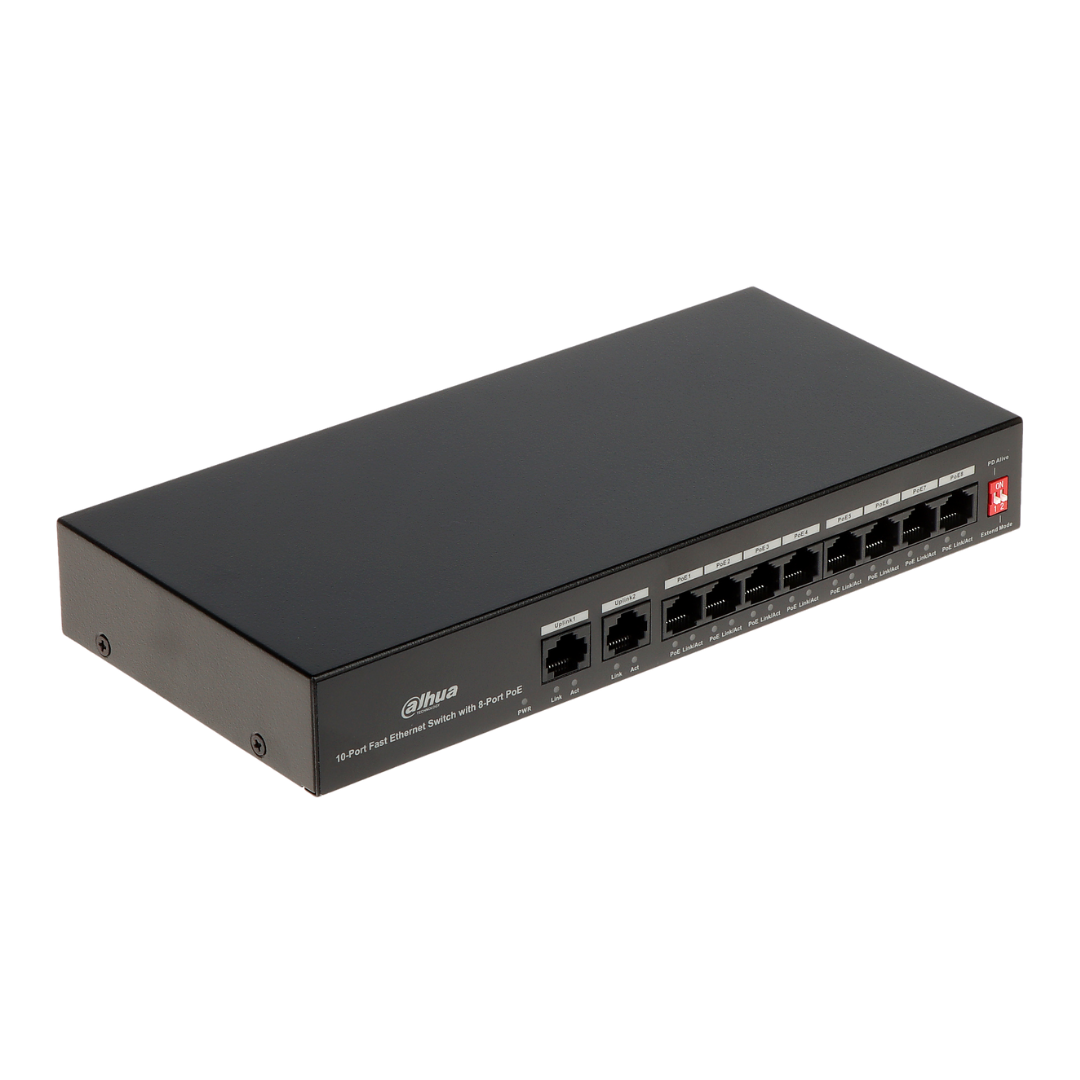 Dahua 8 poort PoE switch 802.3af/at