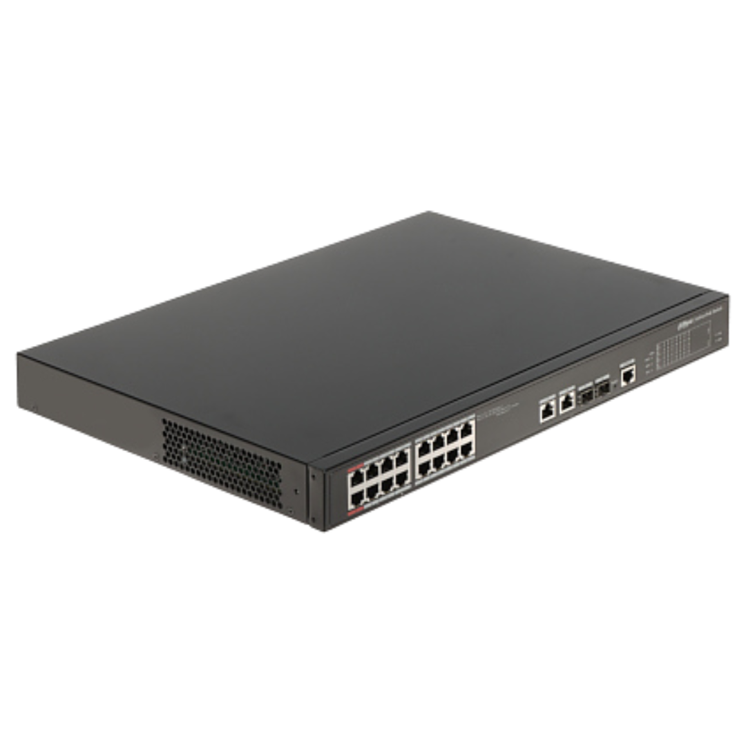 Dahua PFS4218-16ET-240 16 poort 802.3af/at PoE switch met 2 uplink poo ...
