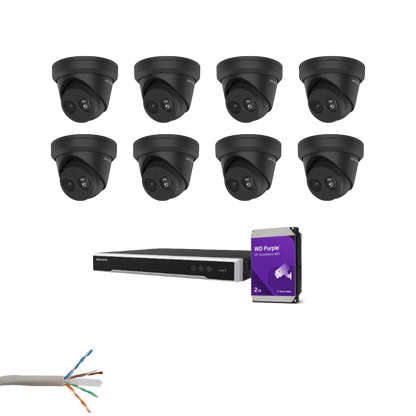 Hikvision security camera set – 8x Turret - 1x NVR - including 305m cable