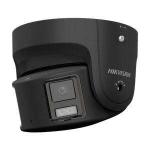 Hikvision DS-2CD2387G2P-LSU/SL-B black Panoramic 8MP ColorVu dome with 180-degree field of view, white LED, 130dB WDR, microphone and audio/alarm IO