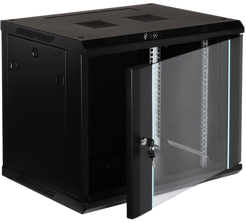 UMA RA19-9U-450 – Patchkast wand - met glazen afsluitbare deur (600x505x450mm)