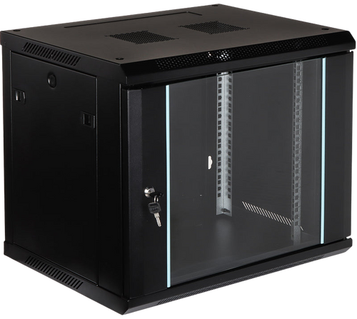 UMA RA19-9U-450 – Patchkast wand - met glazen afsluitbare deur (600x505x450mm)