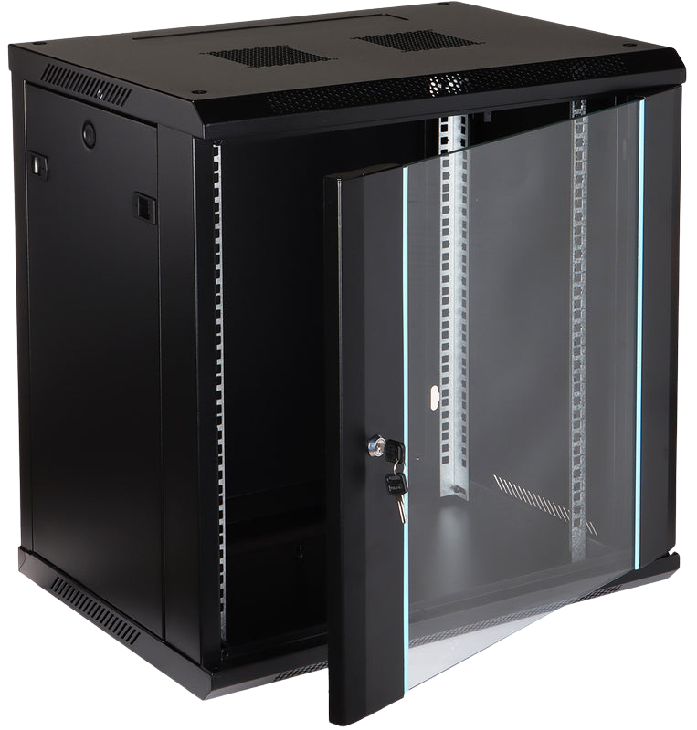 UMA RA19-12U-450 – Wandverteiler – 12 HE – abschließbare Glastür – 600 × 640 × 450 mm