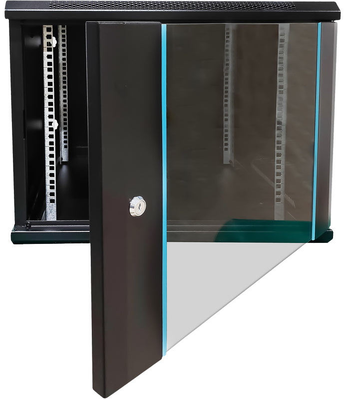 UMA RA19-9U-600 – 9-HE-Wandverteiler (Netzwerkschrank) – Glastür – 600 mm tief