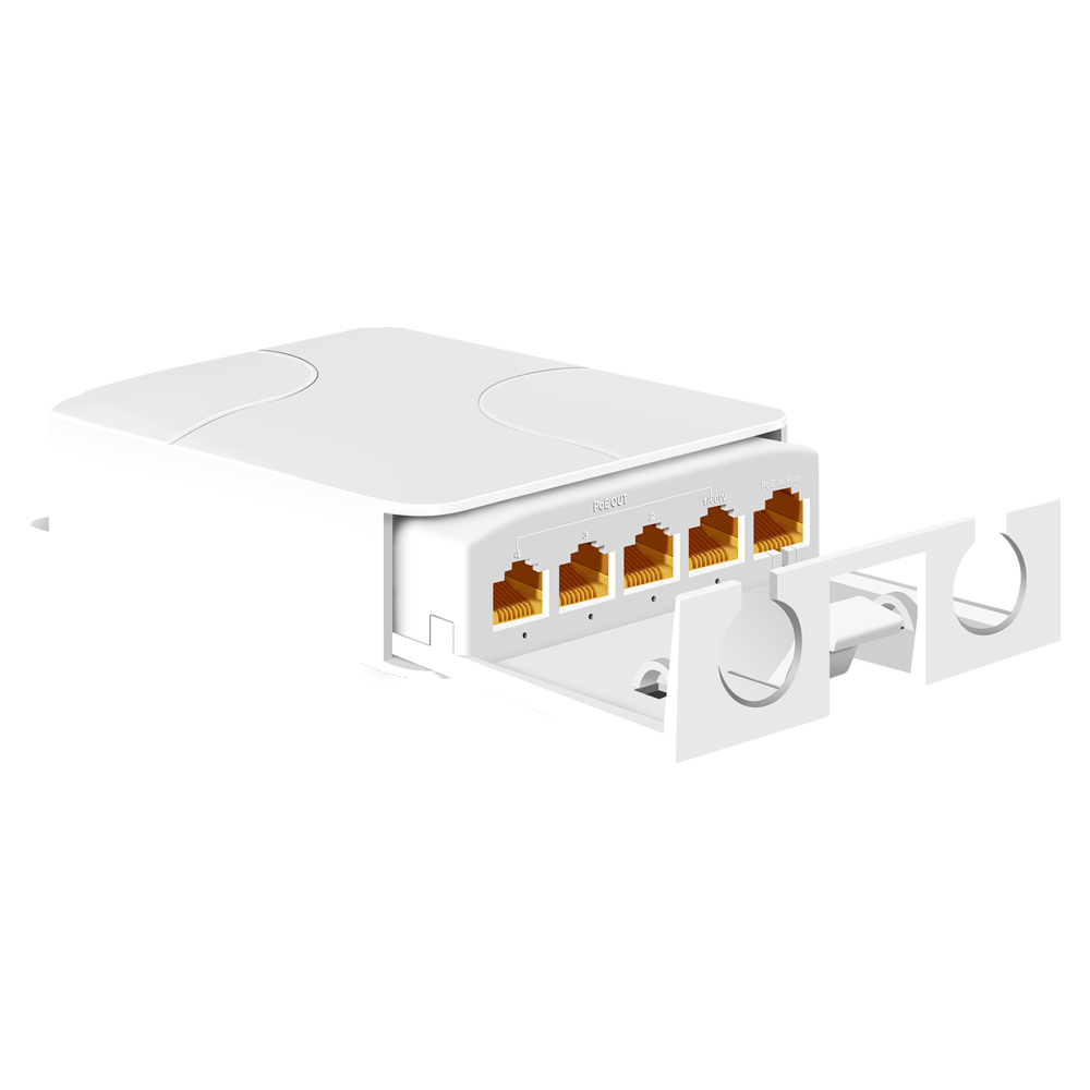 5-Poorts PoE Extender / Switch – Tot 90W (802.3bt) – 250m Bereik