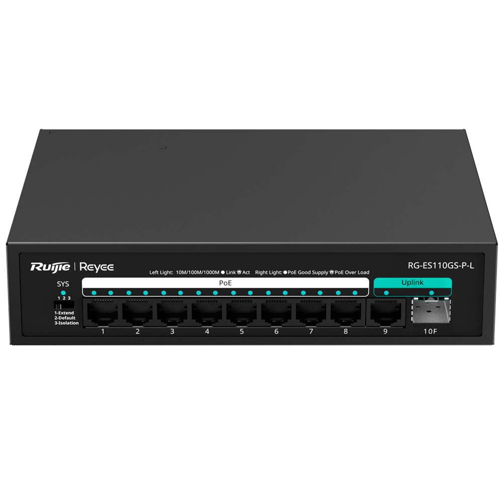 Reyee RG-ES110GS-PL – 8-Port Gigabit PoE Switch with 2 SFP Uplinks