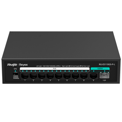 Reyee RG-ES110GS-PL – 8-Port Gigabit PoE Switch with 2 SFP Uplinks