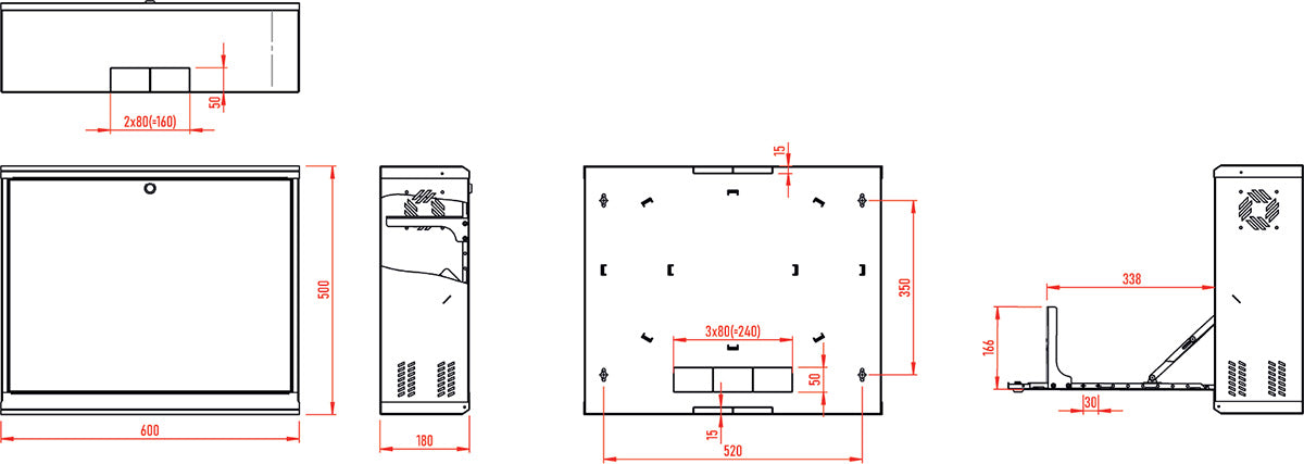 UMA SRW3U-B – Zwarte server rack - 3U 19" - Gasveer opening (600x500x180mm)