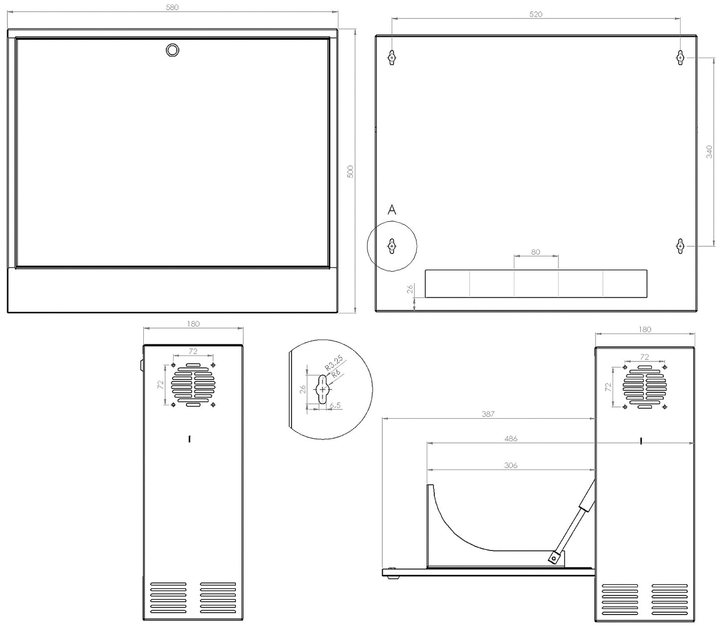 UMA SRW3U-B – Witte server rack - 3U 19" - Gasveer opening (600x500x180mm)