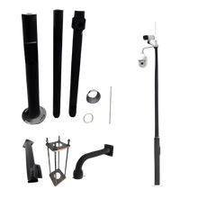 UMA CP40-B zwarte camera paal 4 meter universeel in onderdelen kit voor zelfbouw met grondanker en camerasteunen