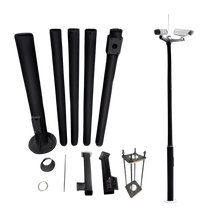 UMA CP60-B zwarte camera paal 6 meter universeel in onderdelen kit voor zelfbouw met grondanker en camerasteunen
