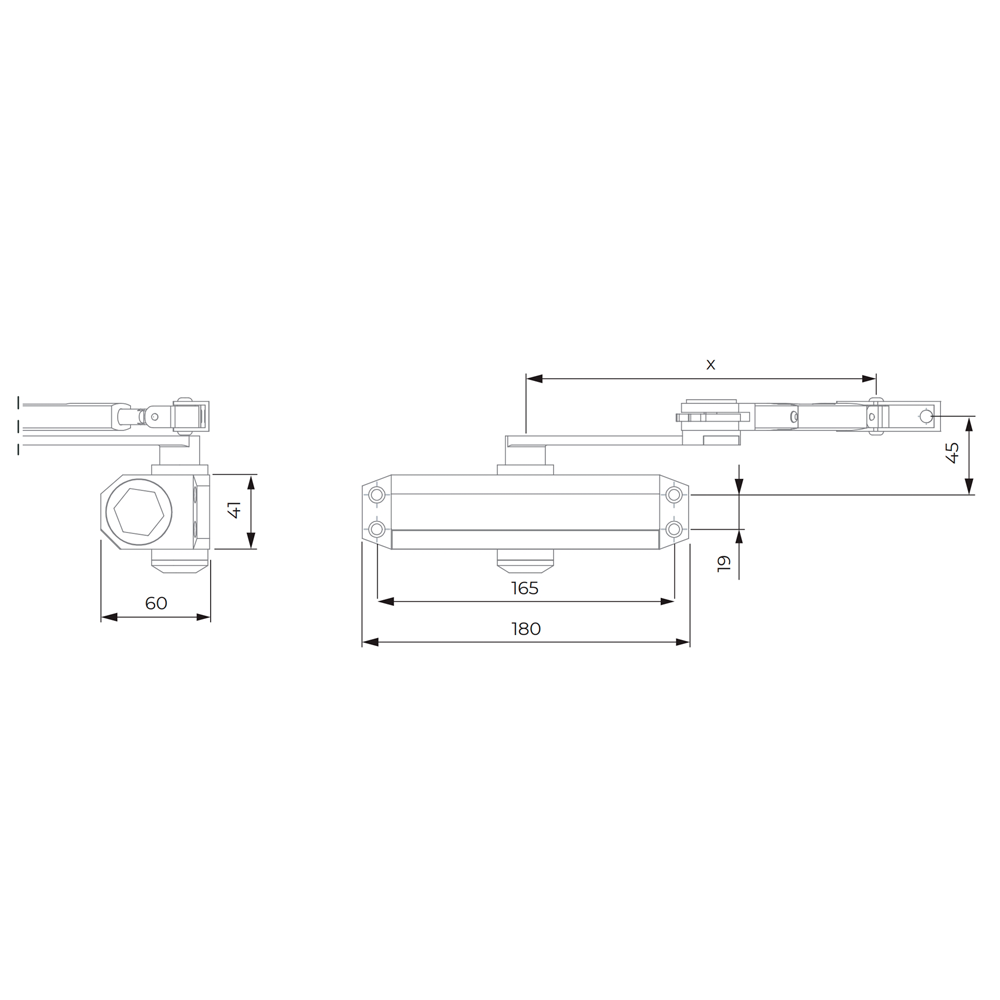 UMA DD-94-B Zwarte deurdranger met twee snelheden voor links of rechts openende deuren tot 100kg