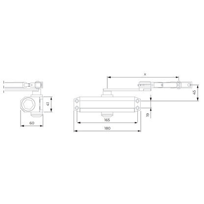 UMA DD-94-B Zwarte deurdranger met twee snelheden voor links of rechts openende deuren tot 100kg