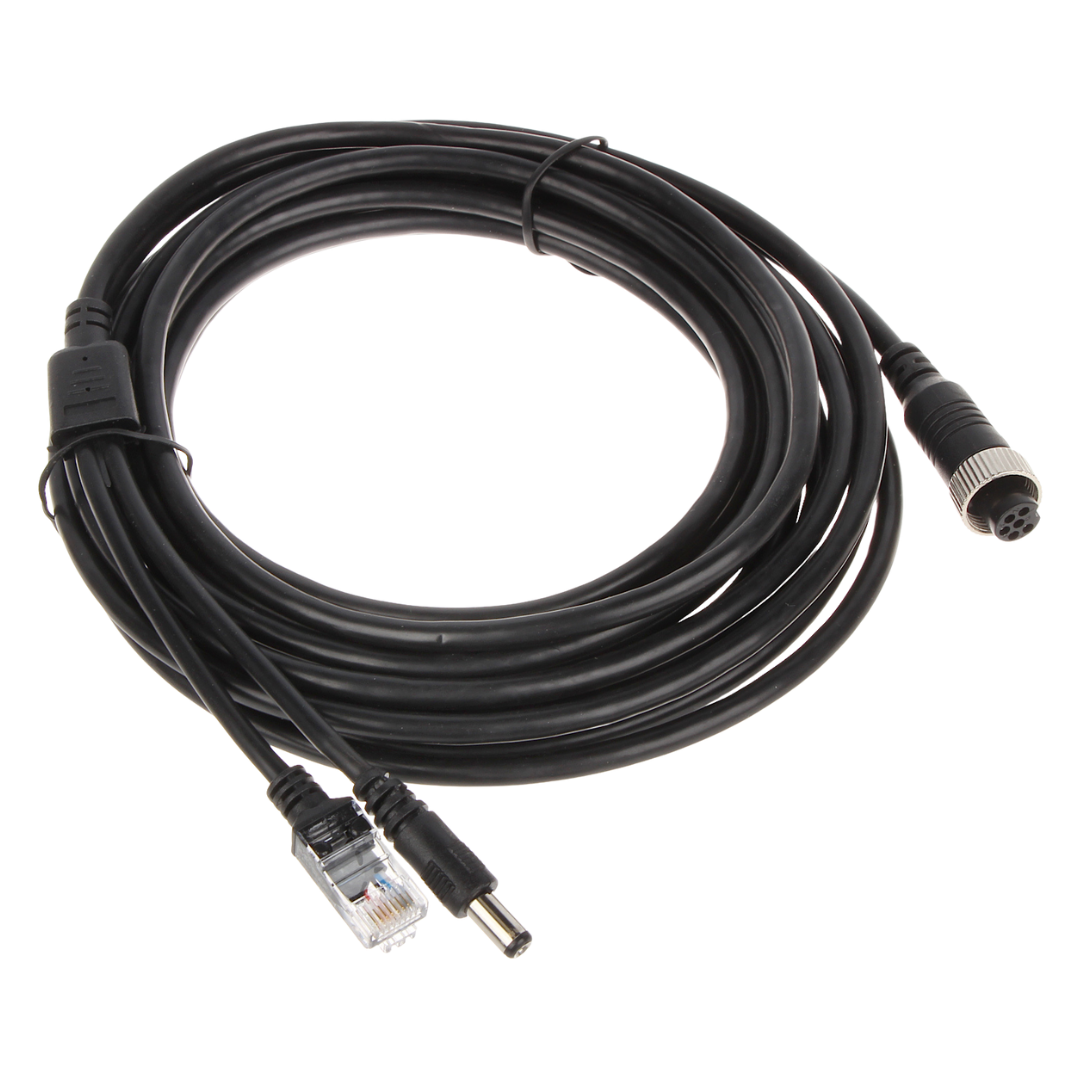 UMA 5M-CABLE-RJ45-A 5 meter aansluitkabel voor IP camera aan NVR met RJ45,  DC en 6 pin M12 connector