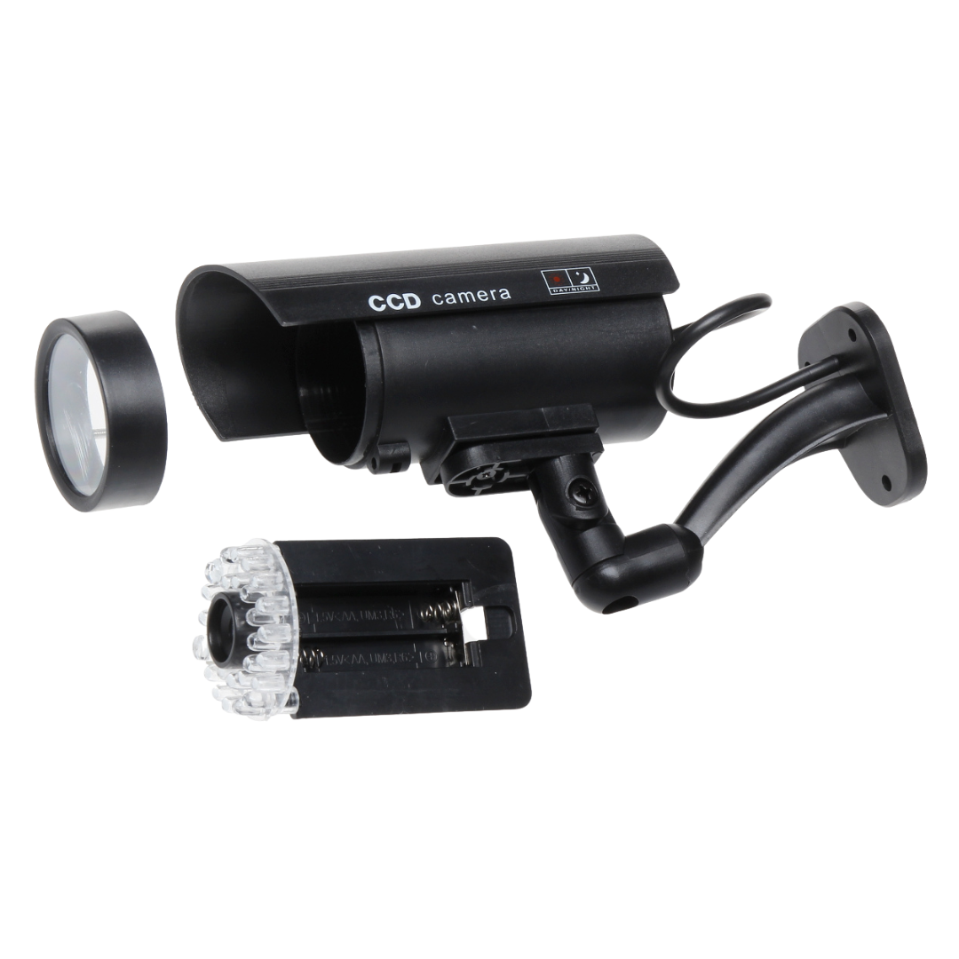 UMA BDO-LED-B zwarte realistische dummy beveiligingscamera voor buiten met knipperende LED