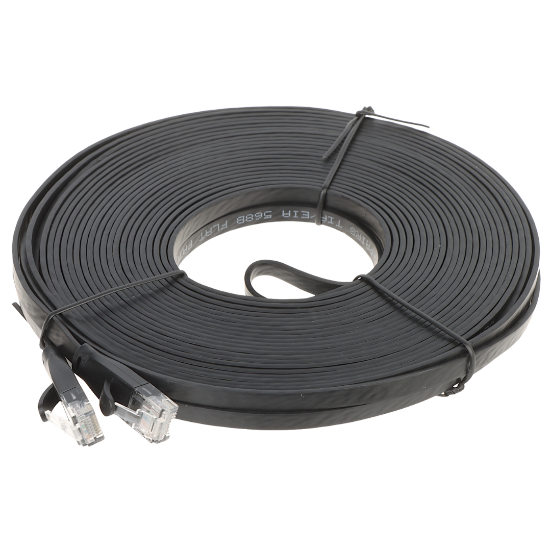 UMA CAT6UTPFLB15 zeer platte UTP netwerkkabel Cat6 Gigabit patchkabel 100% koper kern 15 meter zwart