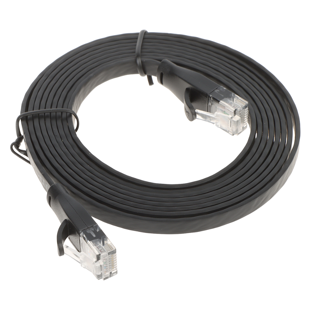 UMA CAT6UTPFLB2 zeer platte UTP netwerkkabel Cat6 Gigabit patchkabel 100% koper kern 2 meter zwart