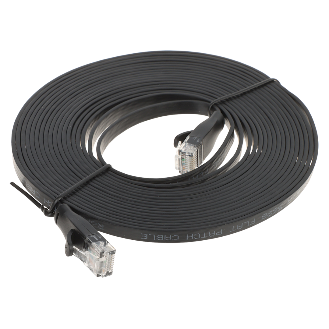 UMA CAT6UTPFLB5 zeer platte UTP netwerkkabel Cat6 Gigabit patchkabel 100% koper kern 5 meter zwart
