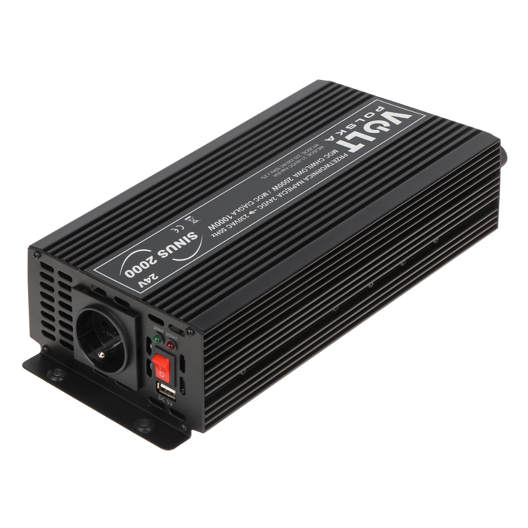 UMA CONV-24-230-2000 omvormer van 24VDC naar 230VAC maximaal 2000 Watt met USB aansluiting