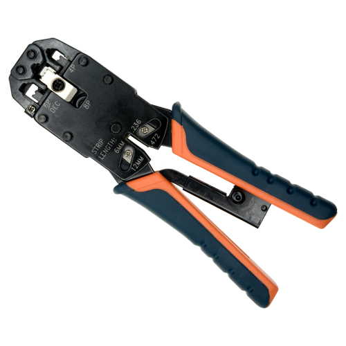 UMA CT-PRO Professionele krimptang met ratel voor RJ45,  RJ11 en RJ12 modulaire connectoren