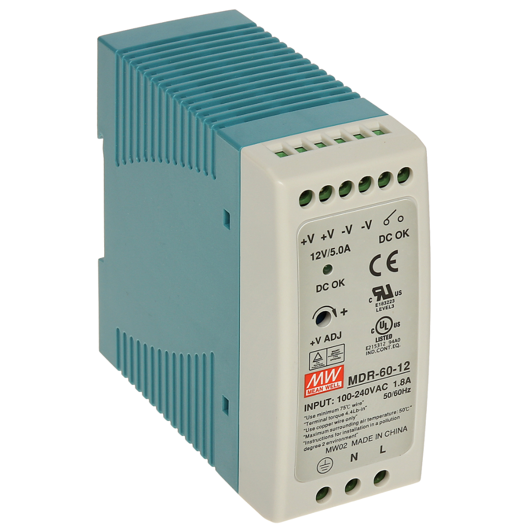 UMA DC12V5A-DIN 12VDC/5A DIN rail voeding 60 Watt met 2 outputs