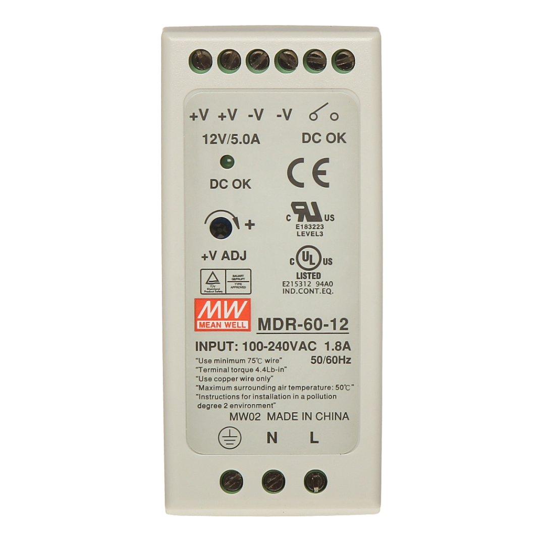 UMA DC12V5A-DIN 12VDC/5A DIN rail voeding 60 Watt met 2 outputs