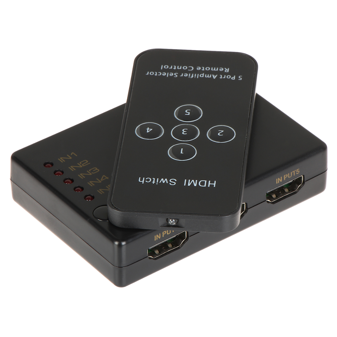 UMA HDMI-SW5-4K HDMI switch 5 ingangen en 1 uitgang HDMI 2.0b maximaal 4K UltraHD met afstandsbediening