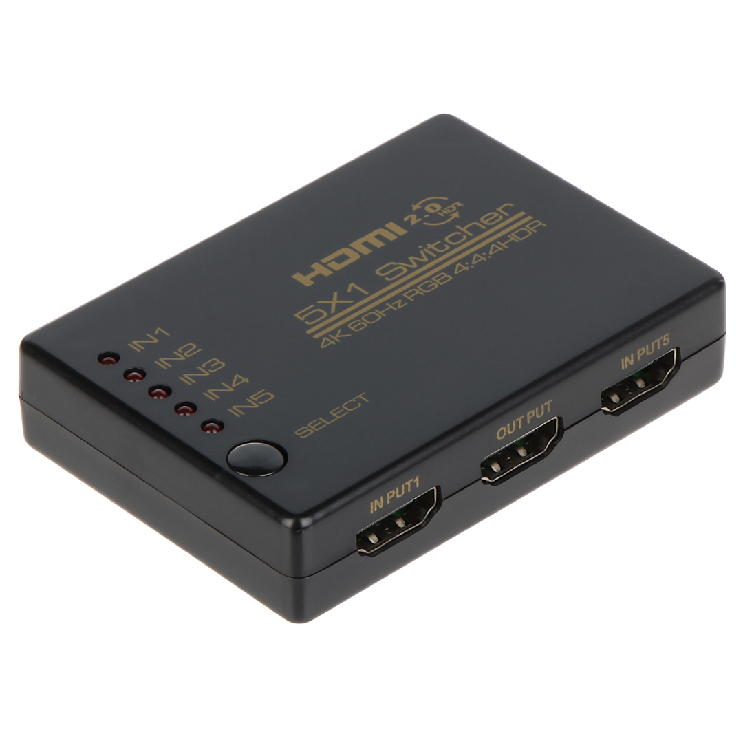 UMA HDMI-SW5-4K HDMI switch 5 ingangen en 1 uitgang HDMI 2.0b maximaal 4K UltraHD met afstandsbediening