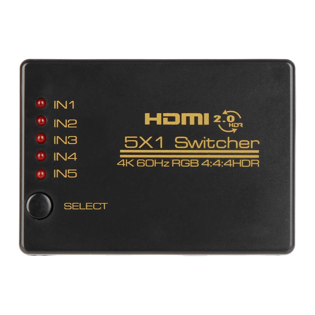 UMA HDMI-SW5-4K HDMI switch 5 ingangen en 1 uitgang HDMI 2.0b maximaal 4K UltraHD met afstandsbediening
