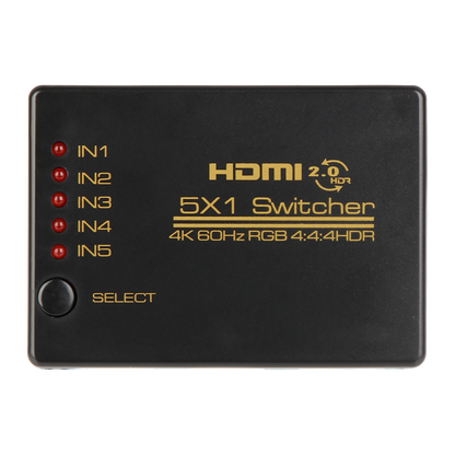 UMA HDMI-SW5-4K HDMI switch 5 ingangen en 1 uitgang HDMI 2.0b maximaal 4K UltraHD met afstandsbediening