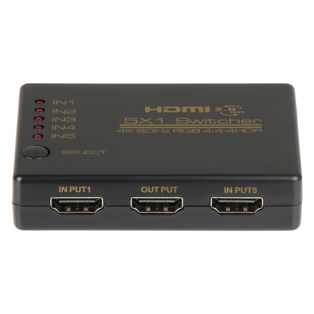UMA HDMI-SW5-4K HDMI switch 5 ingangen en 1 uitgang HDMI 2.0b maximaal 4K UltraHD met afstandsbediening