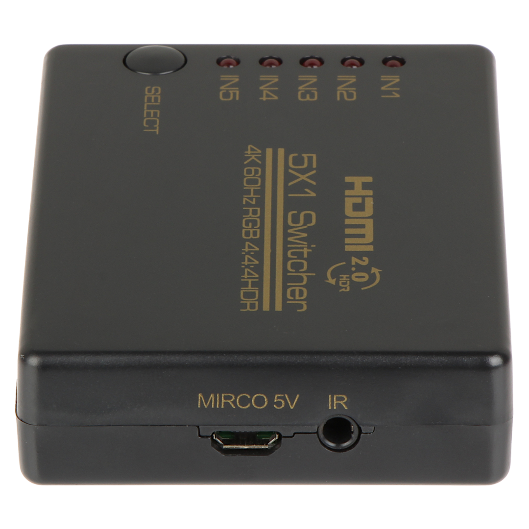 UMA HDMI-SW5-4K HDMI switch 5 ingangen en 1 uitgang HDMI 2.0b maximaal 4K UltraHD met afstandsbediening