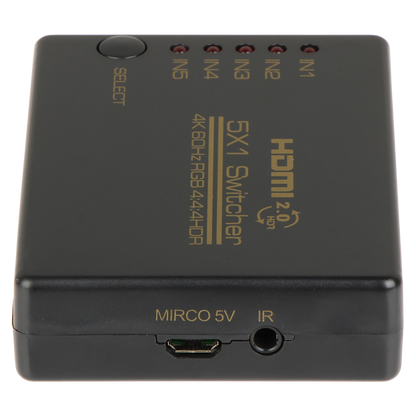 UMA HDMI-SW5-4K HDMI switch 5 ingangen en 1 uitgang HDMI 2.0b maximaal 4K UltraHD met afstandsbediening