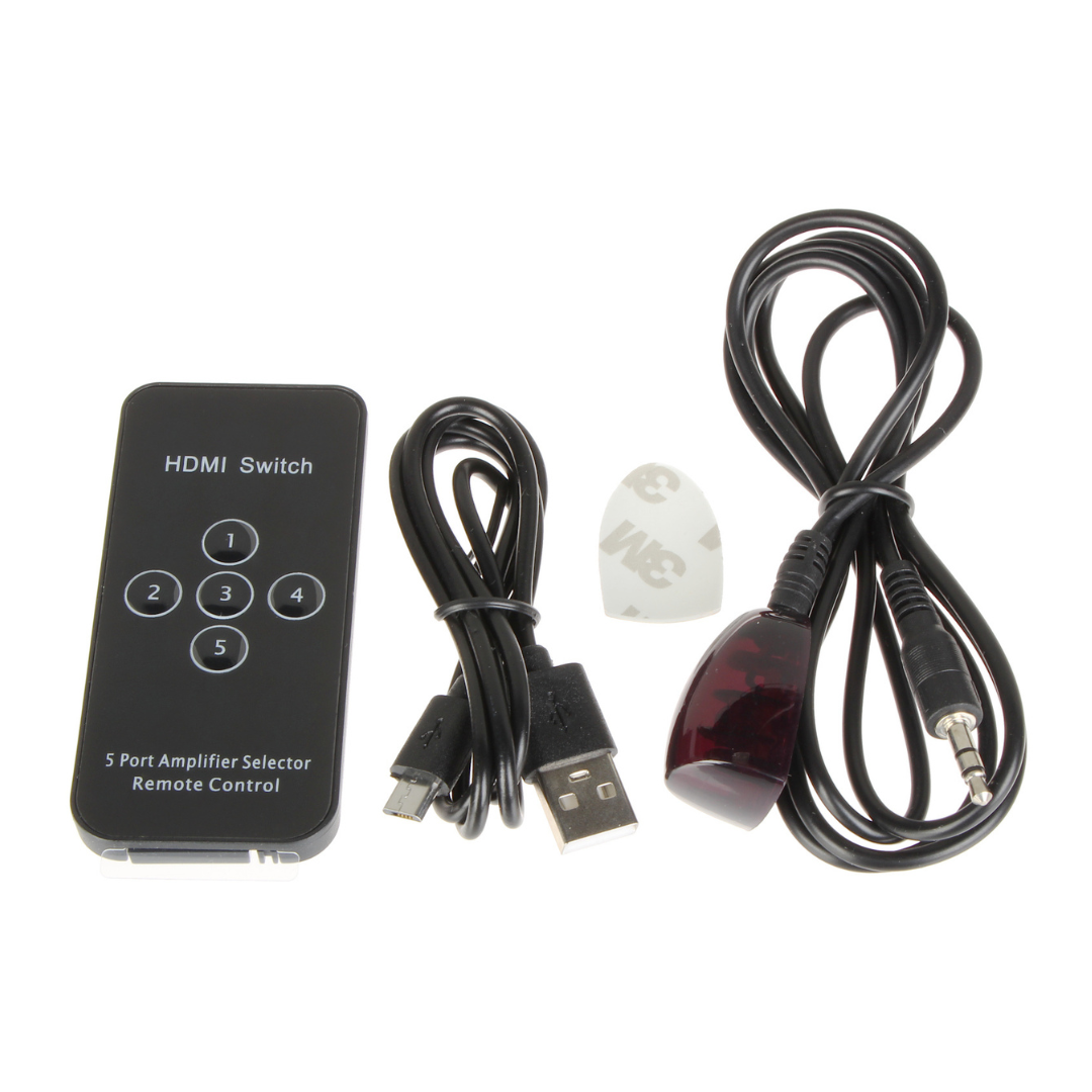 UMA HDMI-SW5-4K HDMI switch 5 ingangen en 1 uitgang HDMI 2.0b maximaal 4K UltraHD met afstandsbediening