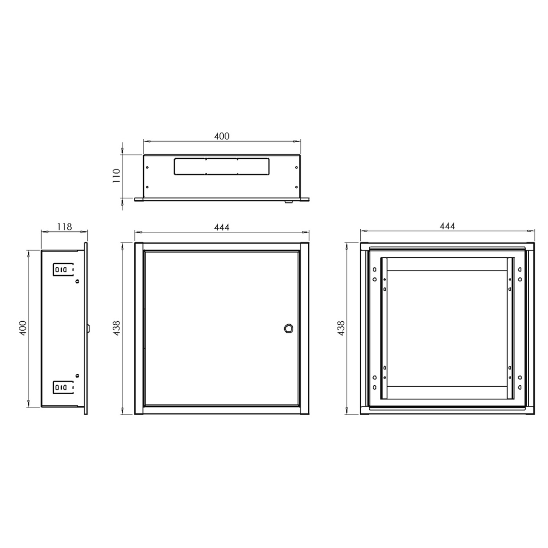 UMA IBM4 - Stalen montagekast inbouw - 444 x 438 x 118 mm