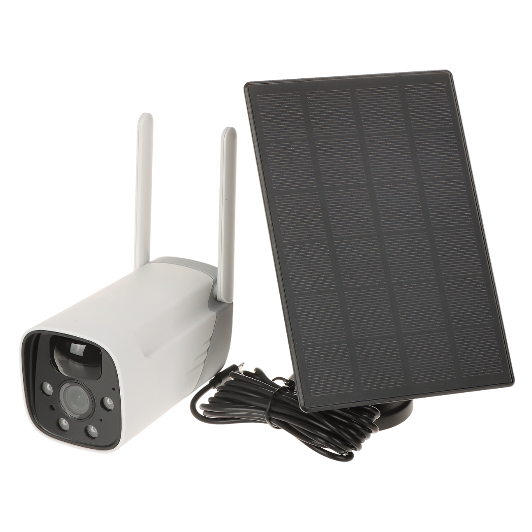 UMA IPC2TWBS-WIFI-SOLAR 2.1MP WiFi buiten camera met los zonnepaneel,  IR en wit LED nachtzicht,  PIR,  microSD,  audio,  Tuya app