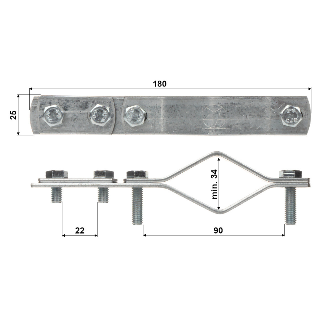 UMA ML-LP-CLAMP klem voor bliksemafleider aan WL4 truss roostermast