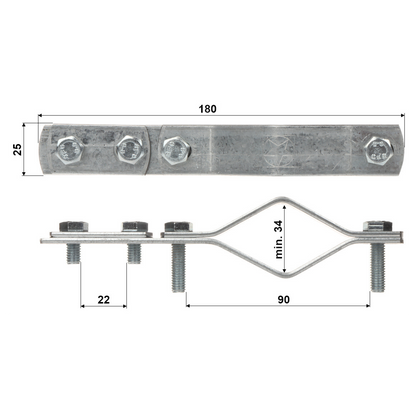 UMA ML-LP-CLAMP klem voor bliksemafleider aan WL4 truss roostermast
