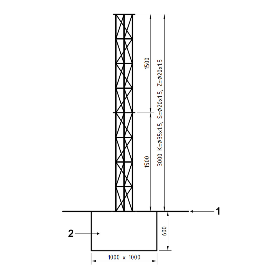 UMA ML30 universele aluminium vrijstaande kantelbare truss mast 3 meter in onderdelen kit voor zelfbouw met grondanker