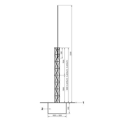 UMA ML55 universele aluminium vrijstaande kantelbare truss mast 5, 5 meter in onderdelen kit voor zelfbouw met grondanker