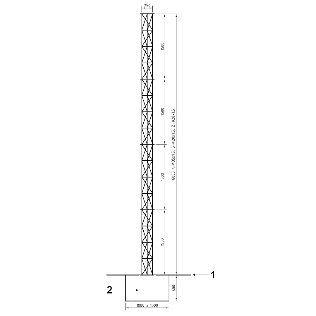 UMA ML60 universele aluminium vrijstaande kantelbare truss mast 6 meter in onderdelen kit voor zelfbouw met grondanker