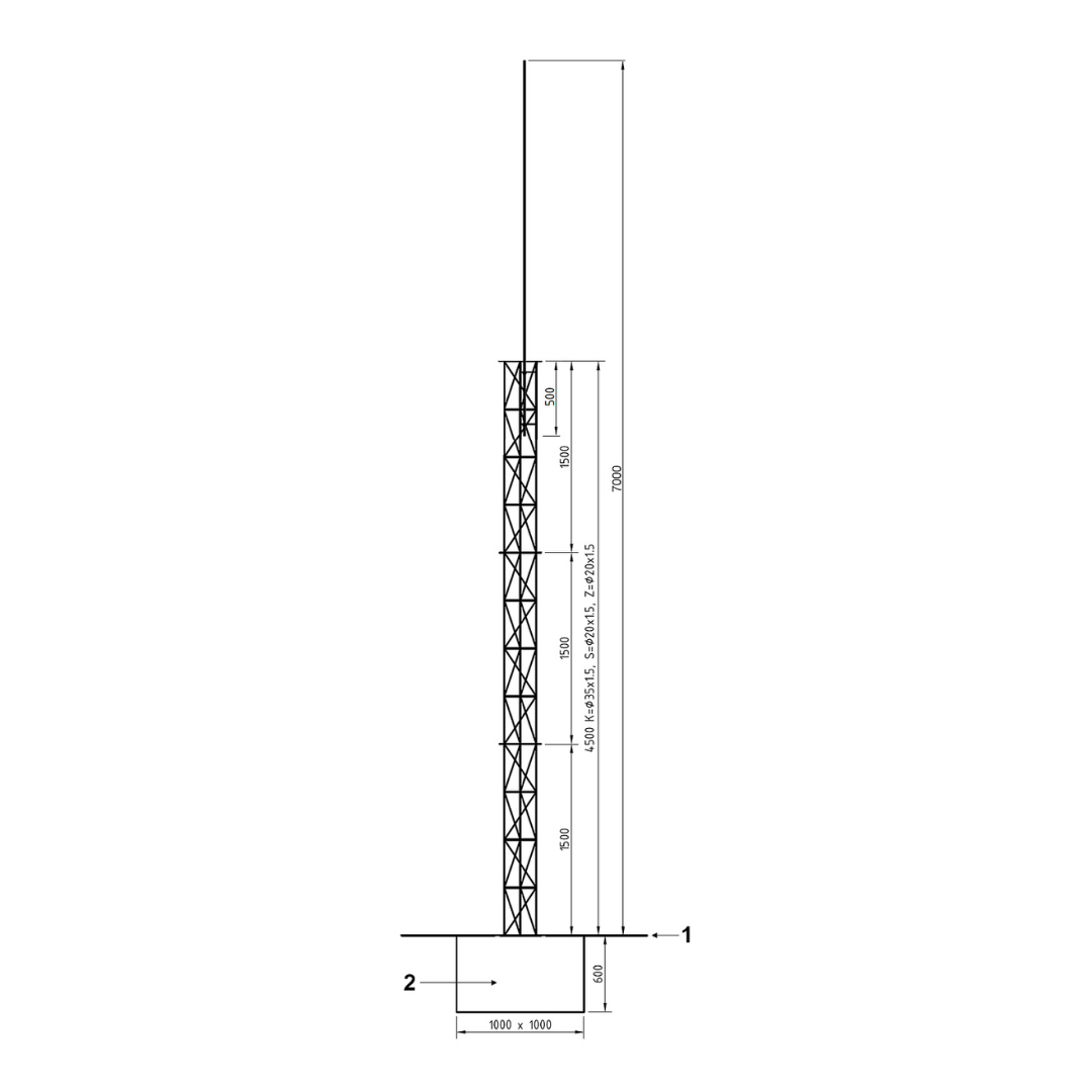 UMA ML70 universele aluminium vrijstaande kantelbare truss mast 7 meter in onderdelen kit voor zelfbouw met grondanker