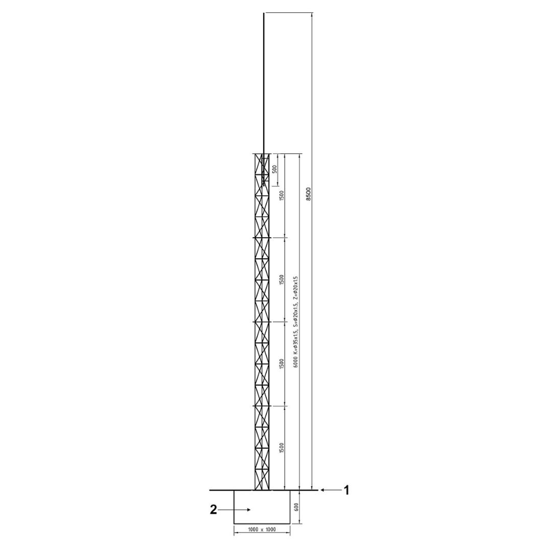 UMA ML85 universele aluminium vrijstaande kantelbare truss mast 8, 5 meter in onderdelen kit voor zelfbouw met grondanker