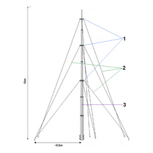 UMA MT100 Telescopische universele aluminium mast 10m met tuikabels voor camera of antenne